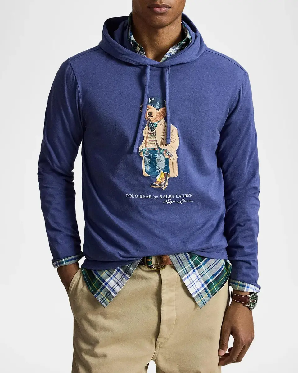 Polo Ralph Lauren Men's Polo Bear Jersey Hooded T-Shirt | Thumbnail 4 Polo Ralph Lauren Men's Polo Bear Jersey Hooded T-Shirt | Thumbnail 4