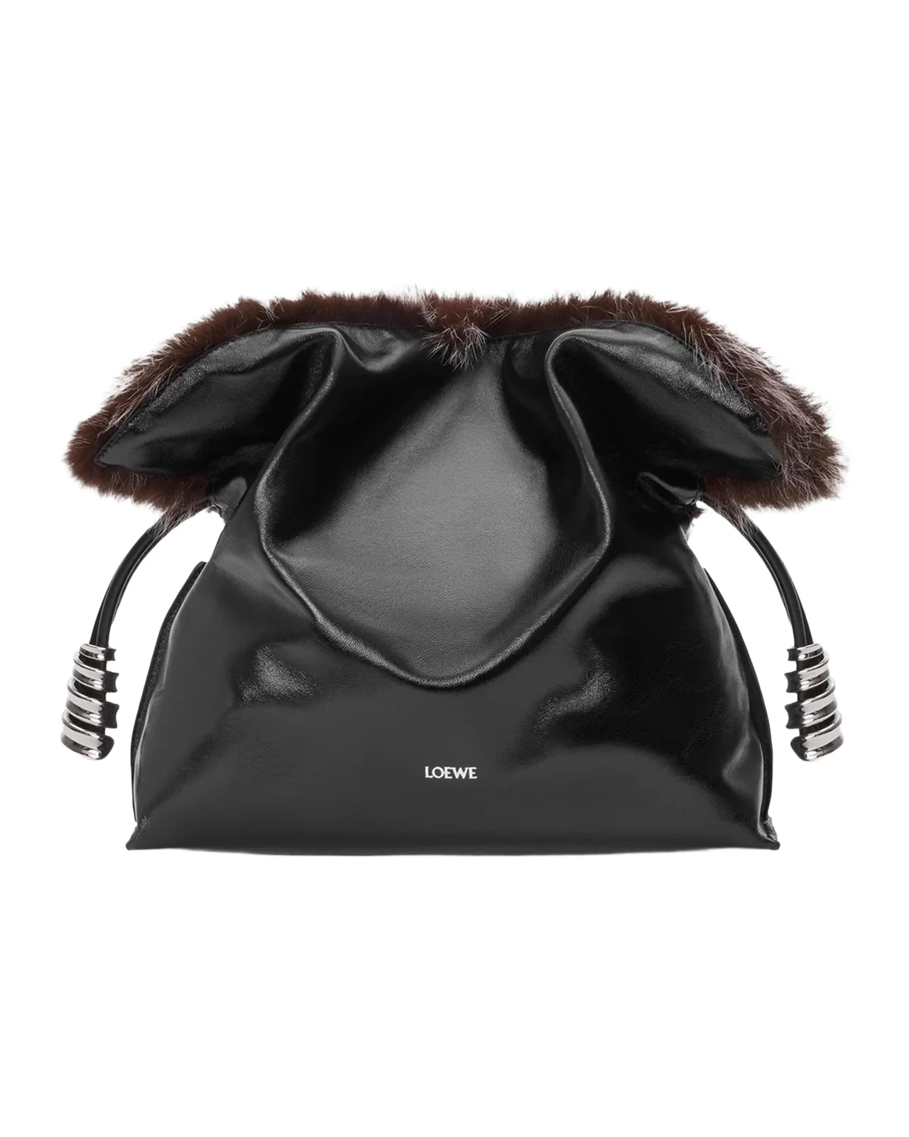 Loewe Flamenco Shearling & Leather Clutch Bag
