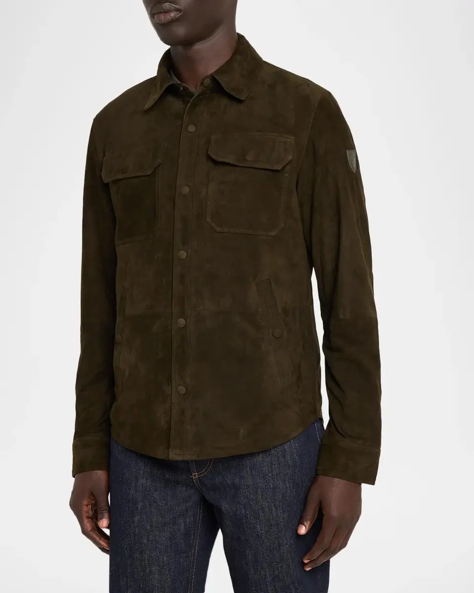 Polo Ralph Lauren Men's Reversible Suede-Taffeta Shirt Jacket | Thumbnail 4 Polo Ralph Lauren Men's Reversible Suede-Taffeta Shirt Jacket | Thumbnail 4