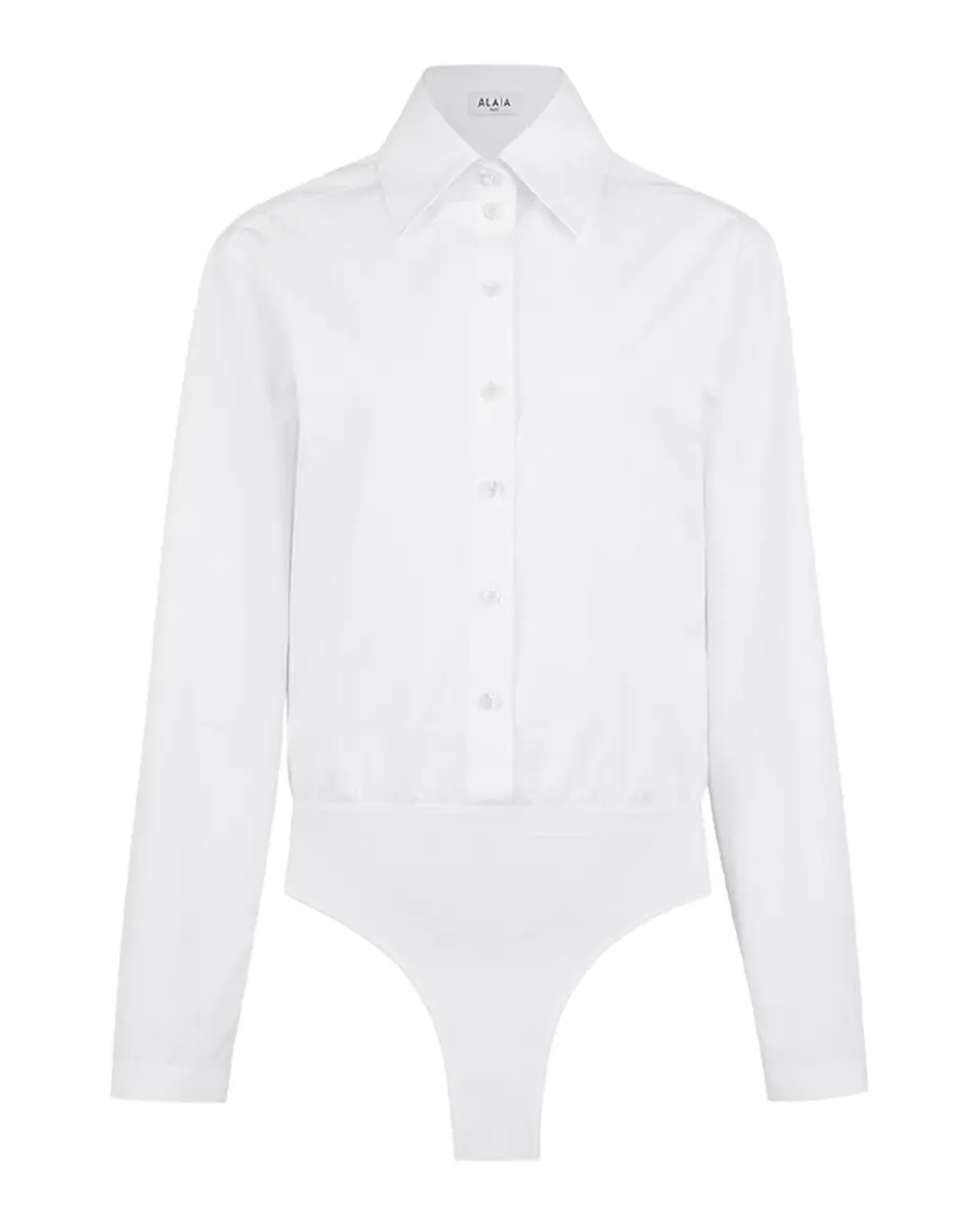 Alaïa Basque Poplin Cotton Bodysuit | Thumbnail 2 Alaïa Basque Poplin Cotton Bodysuit | Thumbnail 2