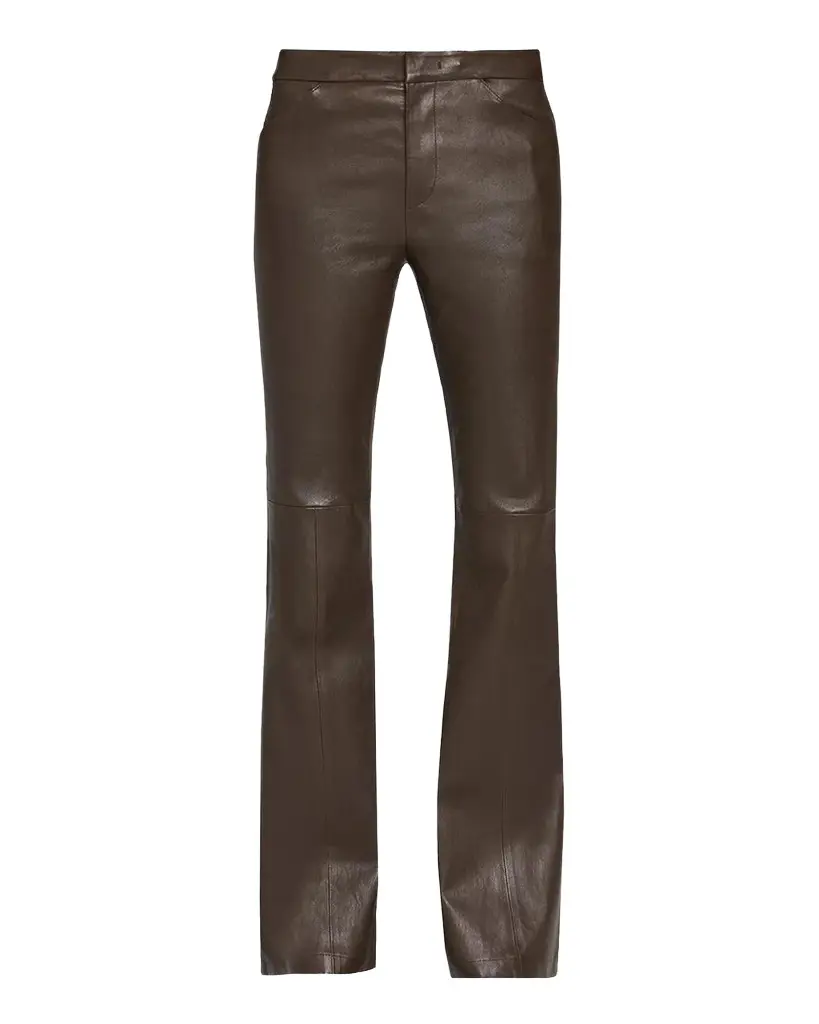 Vince Mid-Rise Stretch-Leather Flare Pants