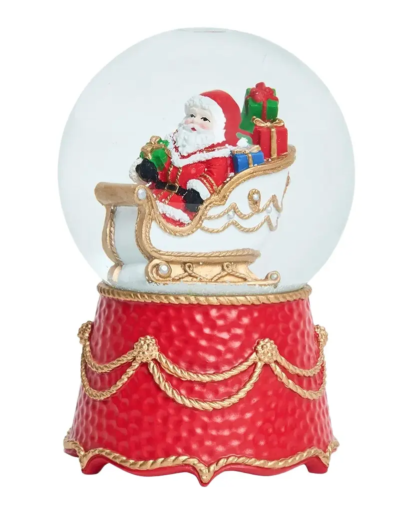 Berry & Thread North Pole Santa in Sleigh Snow Globe