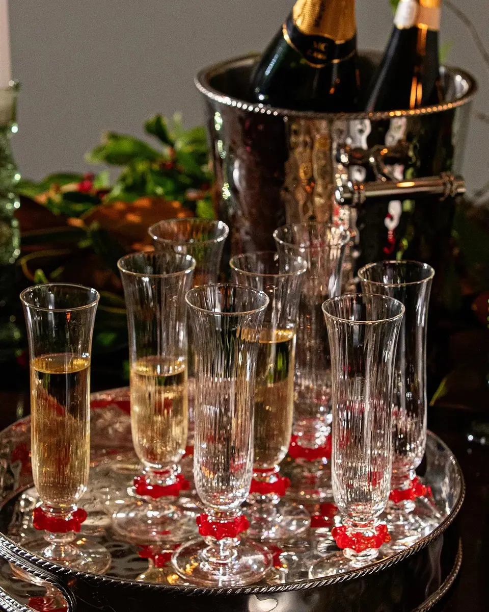 Juliska Nell Ruffle 5 oz. Champagne Flute, Ruby | Thumbnail 4 Juliska Nell Ruffle 5 oz. Champagne Flute, Ruby | Thumbnail 4