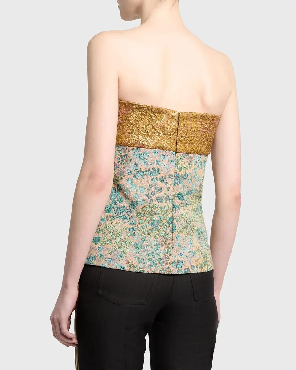 Dries Van Noten Metallic Floral Jacquard Strapless Top | Thumbnail 3 Dries Van Noten Metallic Floral Jacquard Strapless Top | Thumbnail 3