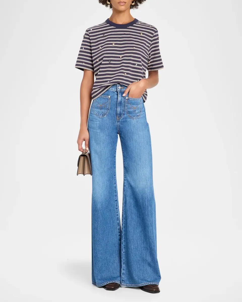 Veronica Beard Sebastian Embellished Stretch-Cotton T-Shirt | Thumbnail 2