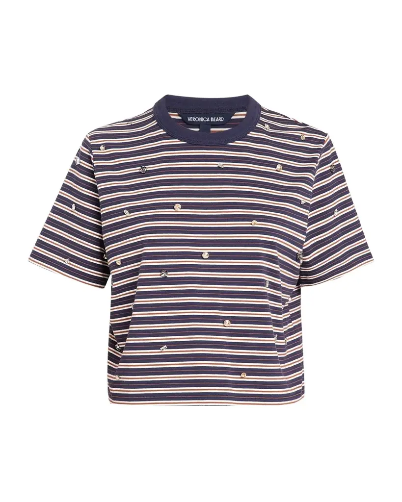 Veronica Beard Sebastian Embellished Stretch-Cotton T-Shirt