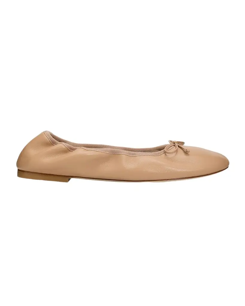 Stuart Weitzman Nia Ruched Leather Ballet Flats