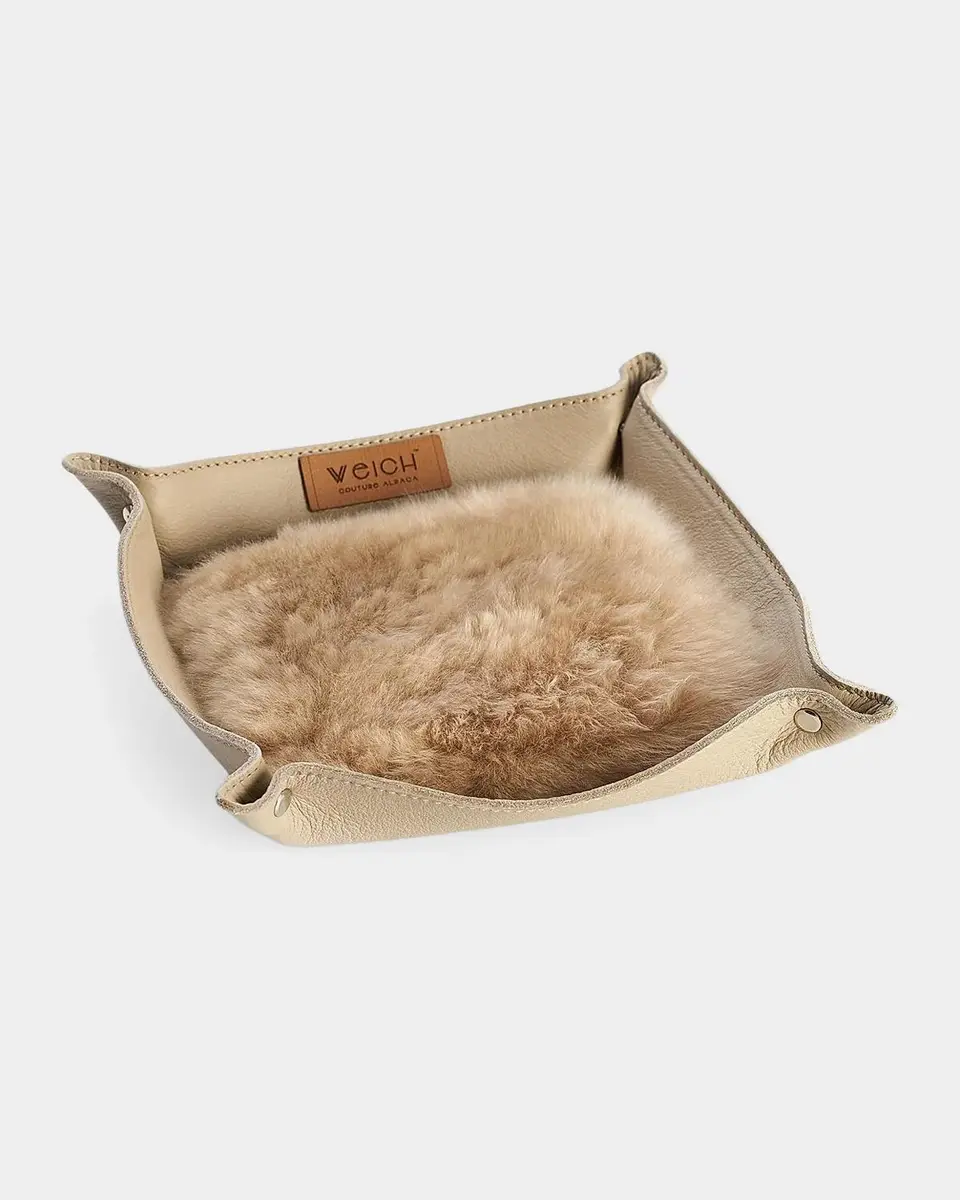 Weich Couture Alpaca Todo Leather & Alpaca Fur Square Catchall Tray | Thumbnail 2