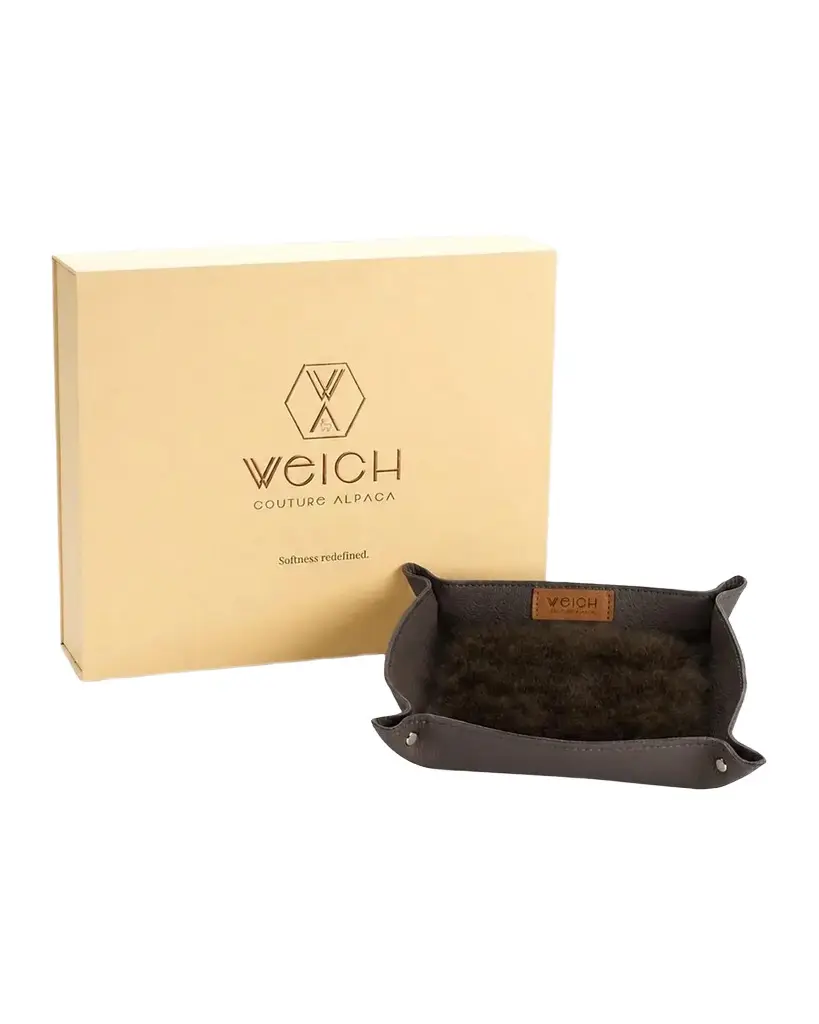 Weich Couture Alpaca Todo Leather & Alpaca Fur Square Catchall Tray