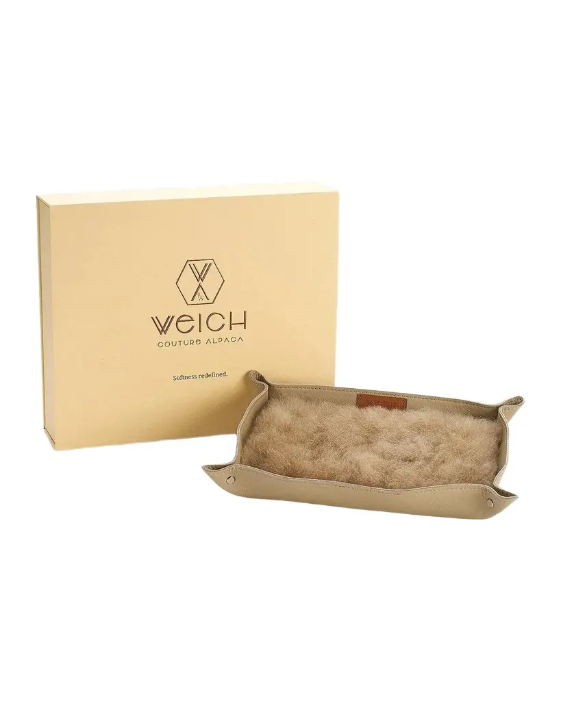 Weich Couture Alpaca Todo Leather & Alpaca Fur Rectangular Catchall Tray