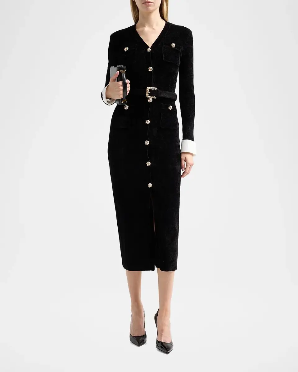 Self-Portrait Chenille Knit Midi Dress | Thumbnail 2 Self-Portrait Chenille Knit Midi Dress | Thumbnail 2
