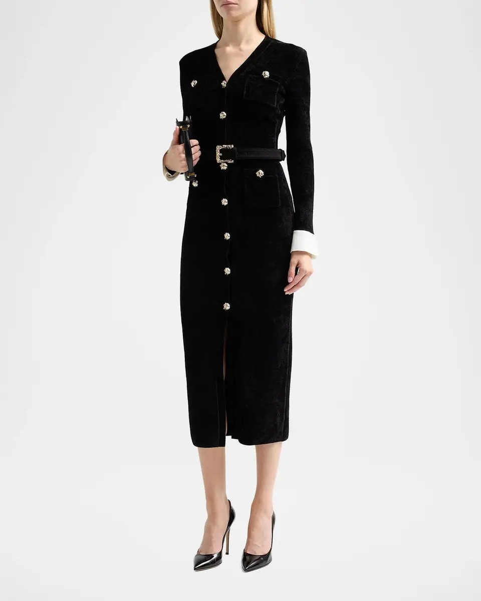 Self-Portrait Chenille Knit Midi Dress | Thumbnail 4 Self-Portrait Chenille Knit Midi Dress | Thumbnail 4