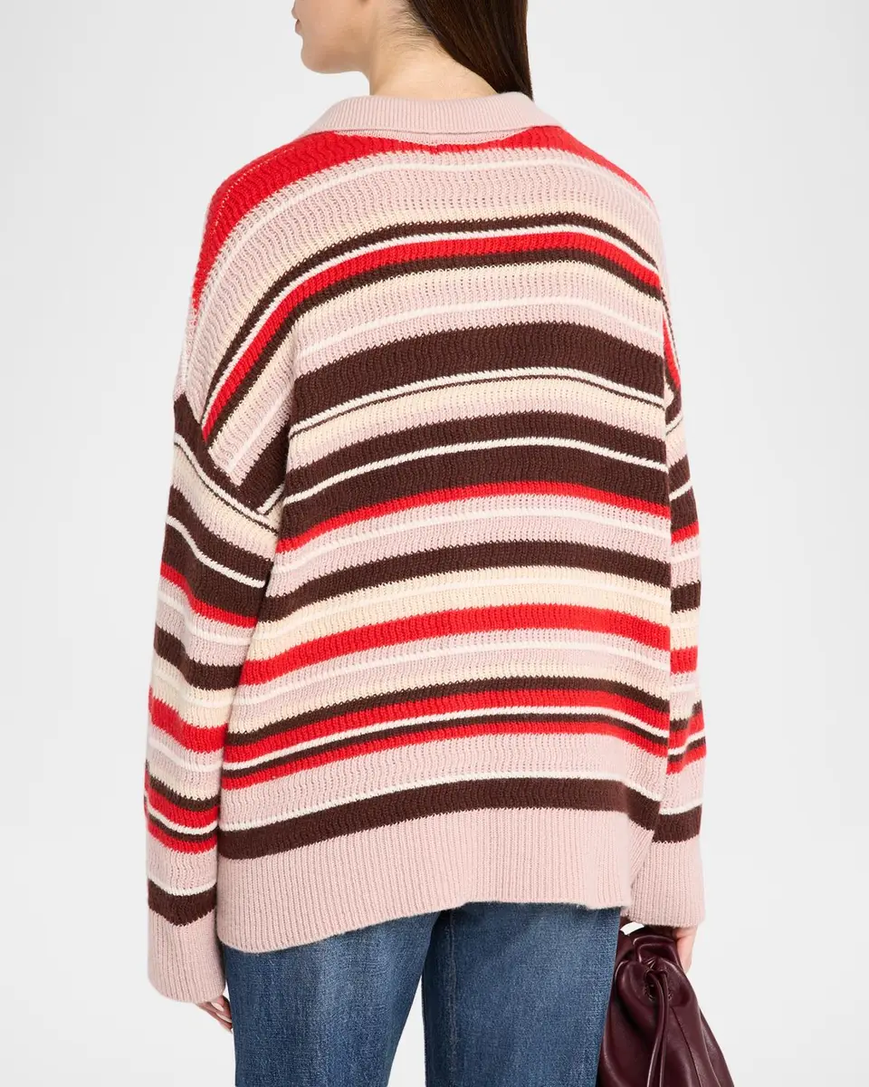 Sablyn Billie Relaxed Striped Polo Sweater | Thumbnail 3 Sablyn Billie Relaxed Striped Polo Sweater | Thumbnail 3