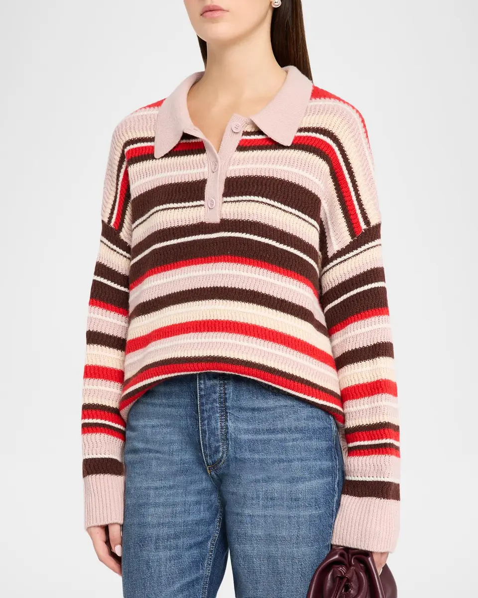 Sablyn Billie Relaxed Striped Polo Sweater | Thumbnail 4 Sablyn Billie Relaxed Striped Polo Sweater | Thumbnail 4