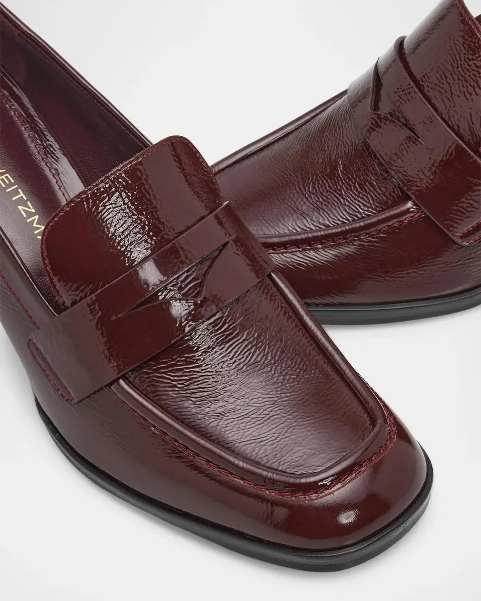 Stuart Weitzman 70mm Vera Crinkled Patent Leather Penny Loafer Pumps | Thumbnail 5 Stuart Weitzman 70mm Vera Crinkled Patent Leather Penny Loafer Pumps | Thumbnail 5