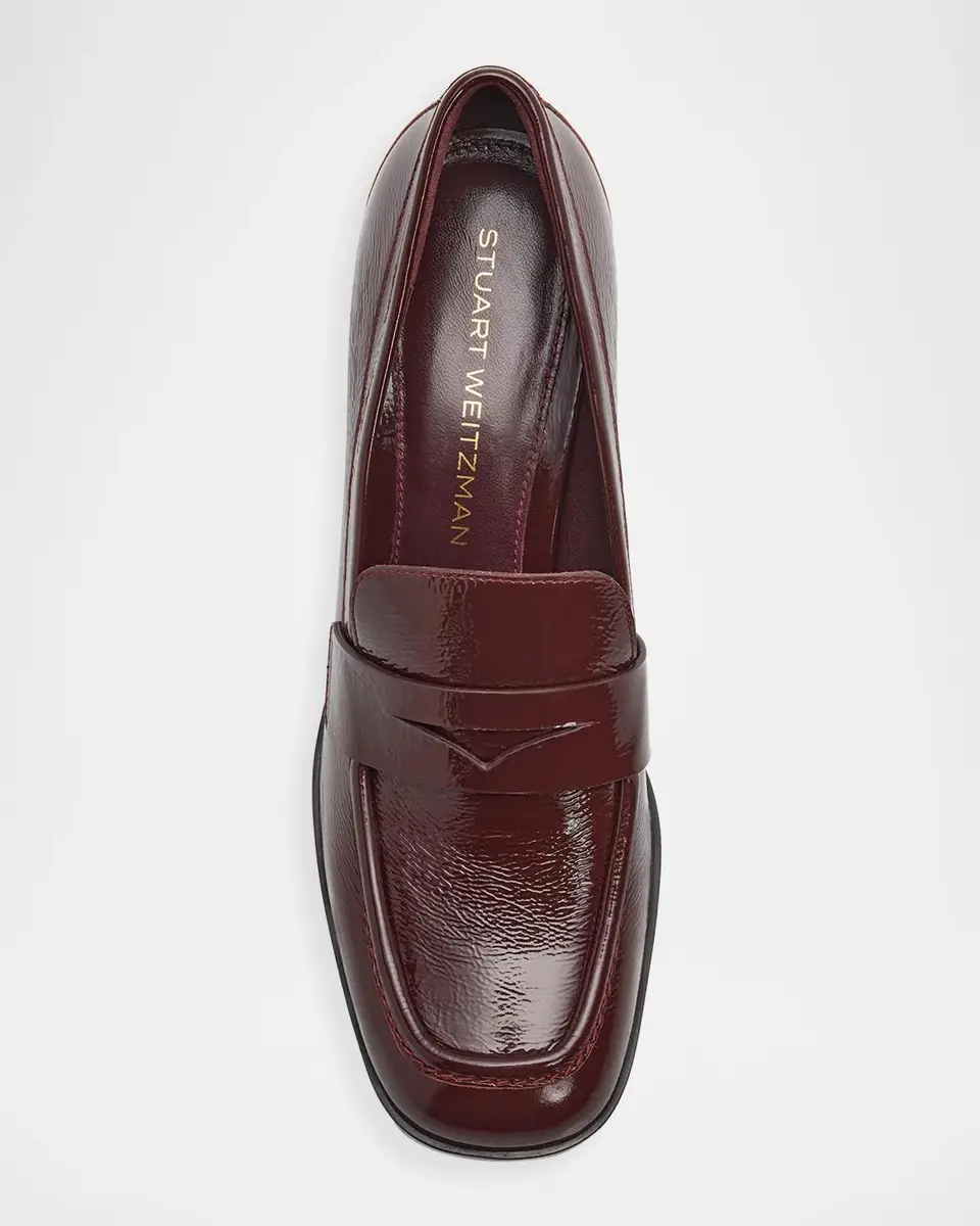 Stuart Weitzman 70mm Vera Crinkled Patent Leather Penny Loafer Pumps | Thumbnail 6 Stuart Weitzman 70mm Vera Crinkled Patent Leather Penny Loafer Pumps | Thumbnail 6