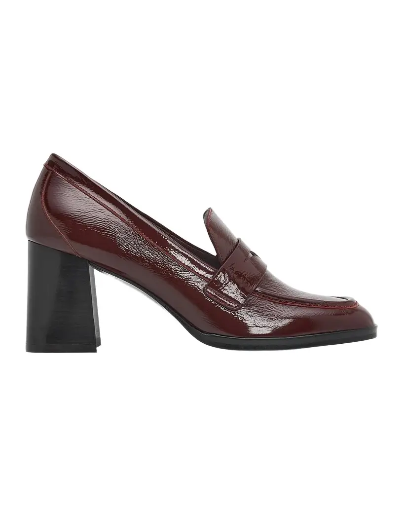 Stuart Weitzman 70mm Vera Crinkled Patent Leather Penny Loafer Pumps