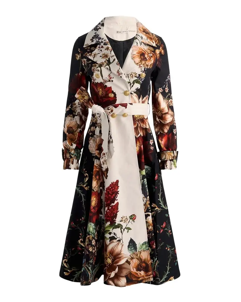 Alice + Olivia Ellie Belted Godet Trench Coat