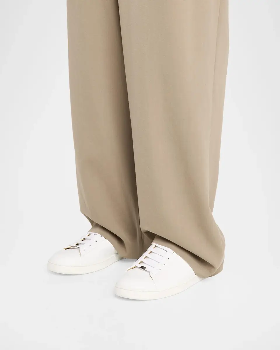 Brioni Men's Grained Leather Low-Top Sneakers | Thumbnail 2