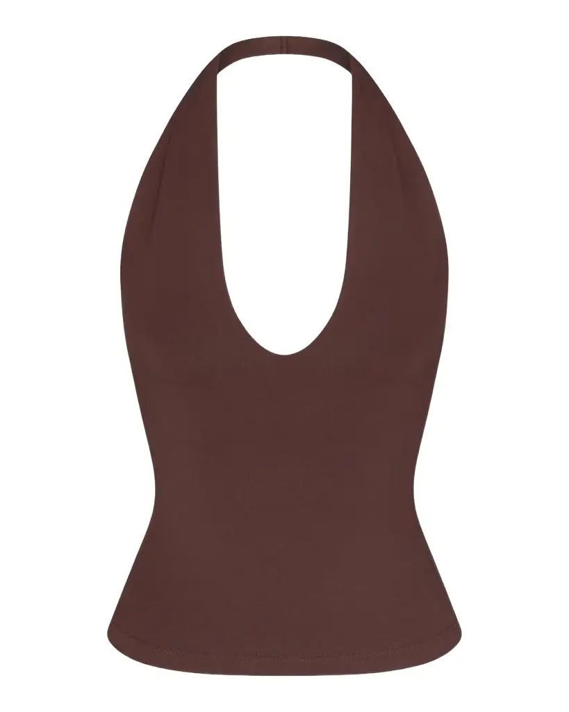Skims Low-Back Plunging Halter Top