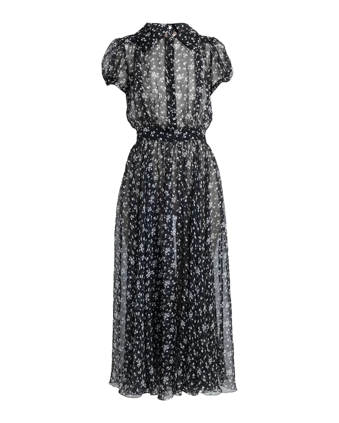 Dolce & Gabbana Short-Sleeve Floral-Print Silk Chiffon Midi Shirtdress