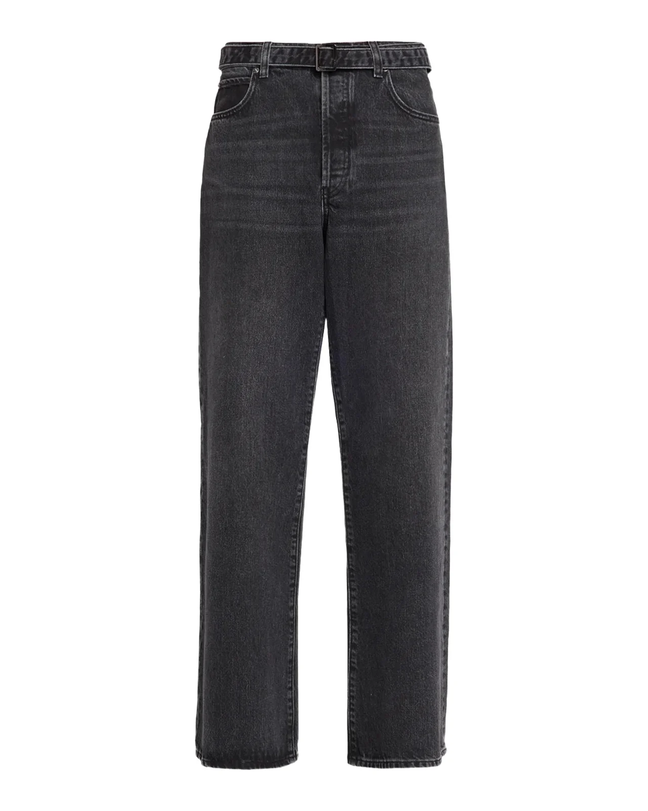 Frame Belted Straight-Leg Jeans