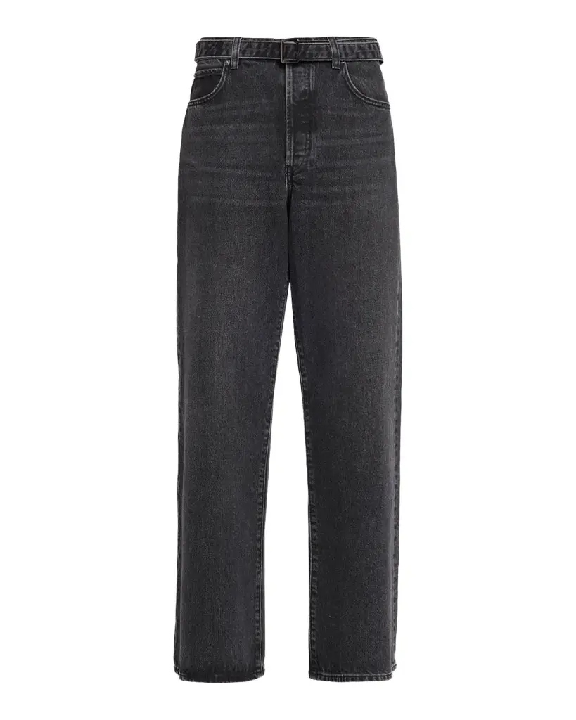 Frame Belted Straight-Leg Jeans