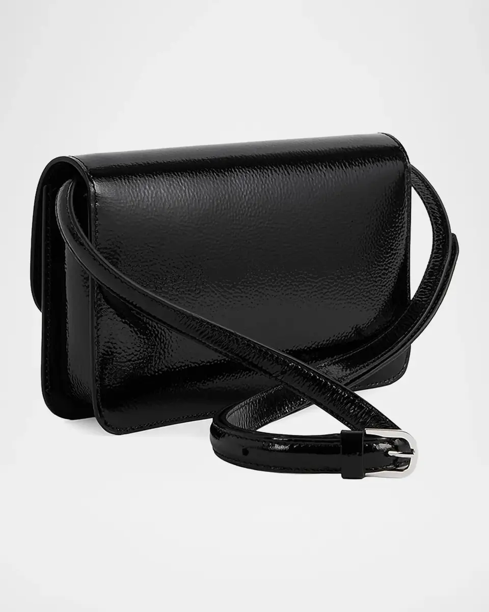 TOTEME T-Lock Grained-Patent Leather Crossbody Bag | Thumbnail 2 TOTEME T-Lock Grained-Patent Leather Crossbody Bag | Thumbnail 2