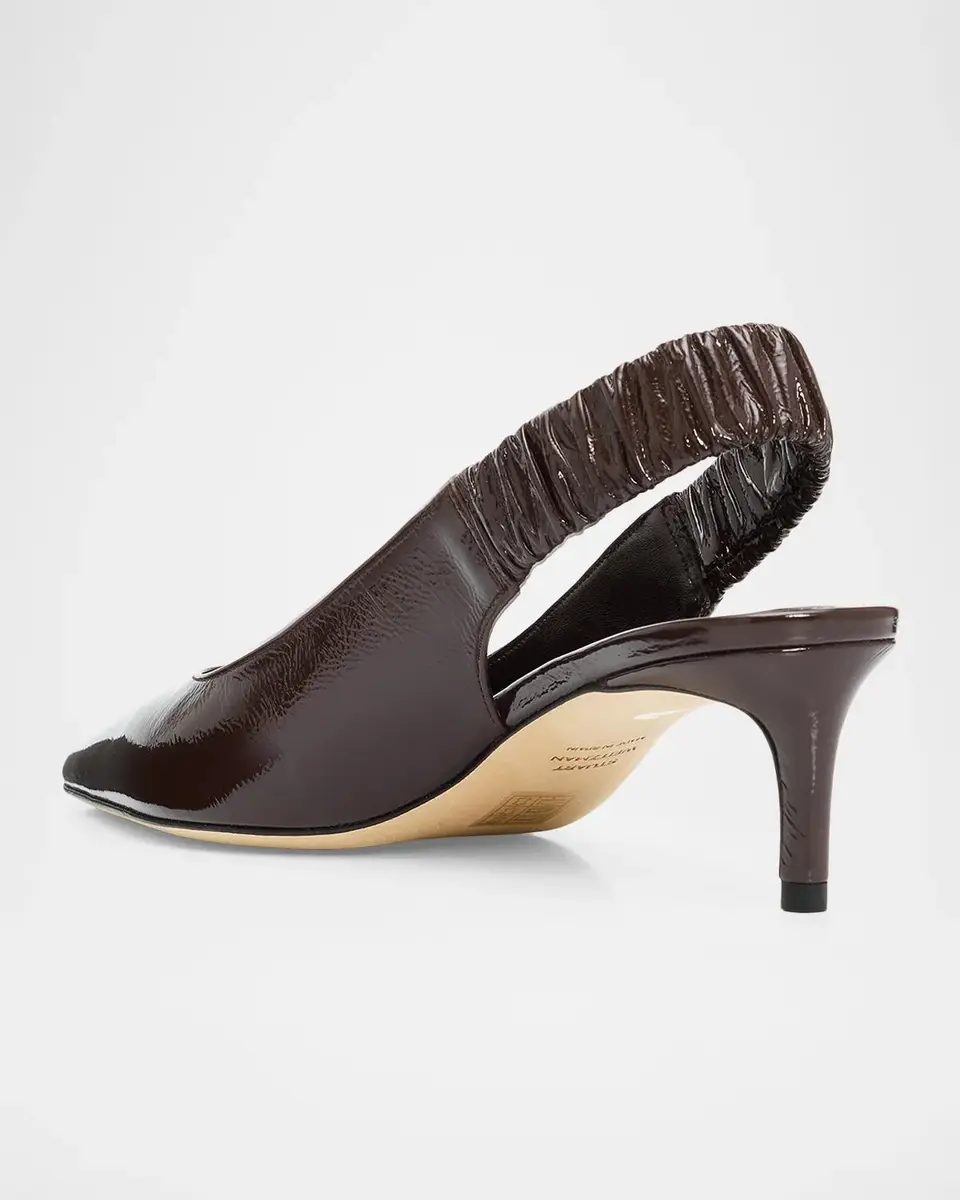 Stuart Weitzman 50mm Stuart Ruche Patent Leather Slingback Pumps | Thumbnail 4 Stuart Weitzman 50mm Stuart Ruche Patent Leather Slingback Pumps | Thumbnail 4