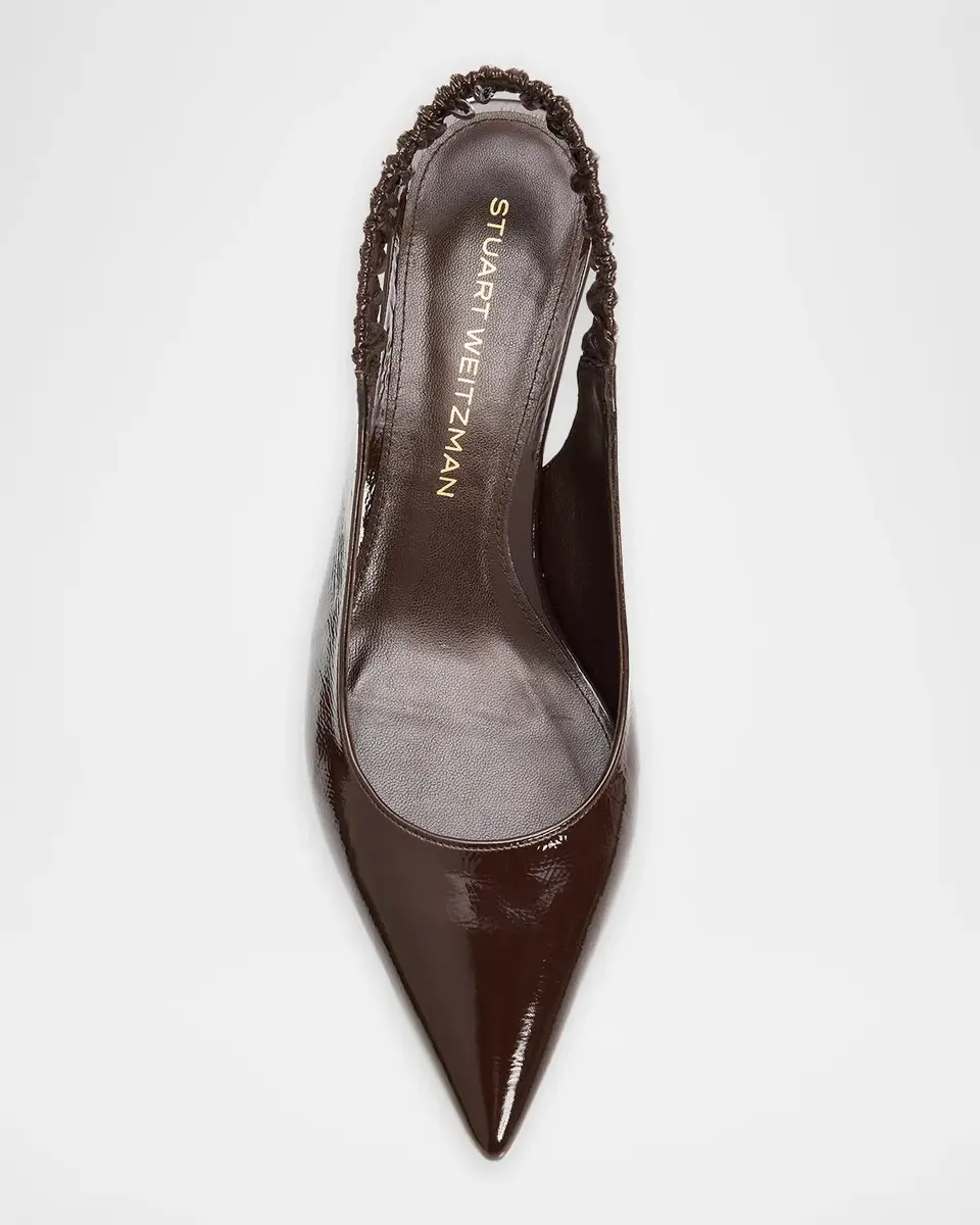 Stuart Weitzman 50mm Stuart Ruche Patent Leather Slingback Pumps | Thumbnail 6 Stuart Weitzman 50mm Stuart Ruche Patent Leather Slingback Pumps | Thumbnail 6