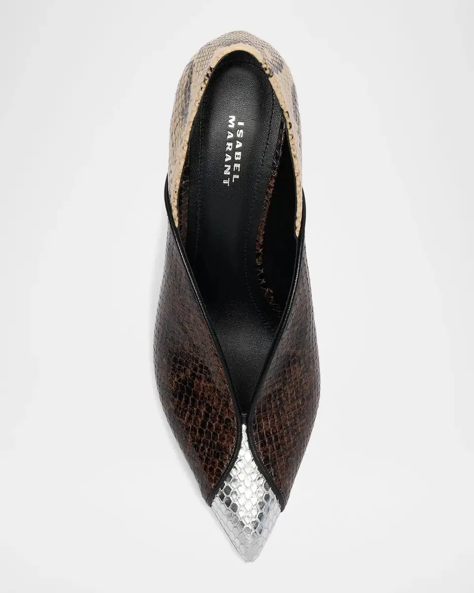 Isabel Marant Luza 90MM Colorblocked Snakeskin-Embossed Leather Pumps | Thumbnail 4 Isabel Marant Luza 90MM Colorblocked Snakeskin-Embossed Leather Pumps | Thumbnail 4