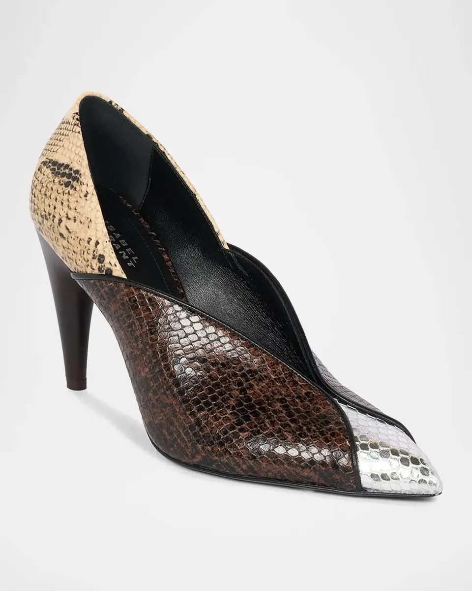 Isabel Marant Luza 90MM Colorblocked Snakeskin-Embossed Leather Pumps | Thumbnail 6 Isabel Marant Luza 90MM Colorblocked Snakeskin-Embossed Leather Pumps | Thumbnail 6