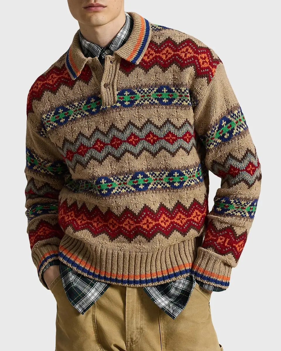 Polo Ralph Lauren Men's Fair Isle Wool-Blend Polo-Collar Sweater | Thumbnail 4 Polo Ralph Lauren Men's Fair Isle Wool-Blend Polo-Collar Sweater | Thumbnail 4