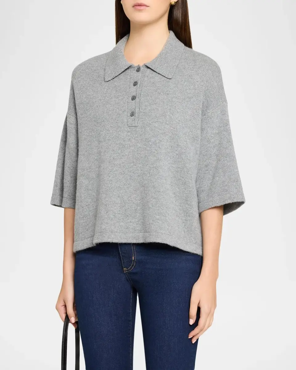 Frame The Academy Cashmere Polo Shirt | Thumbnail 4 Frame The Academy Cashmere Polo Shirt | Thumbnail 4