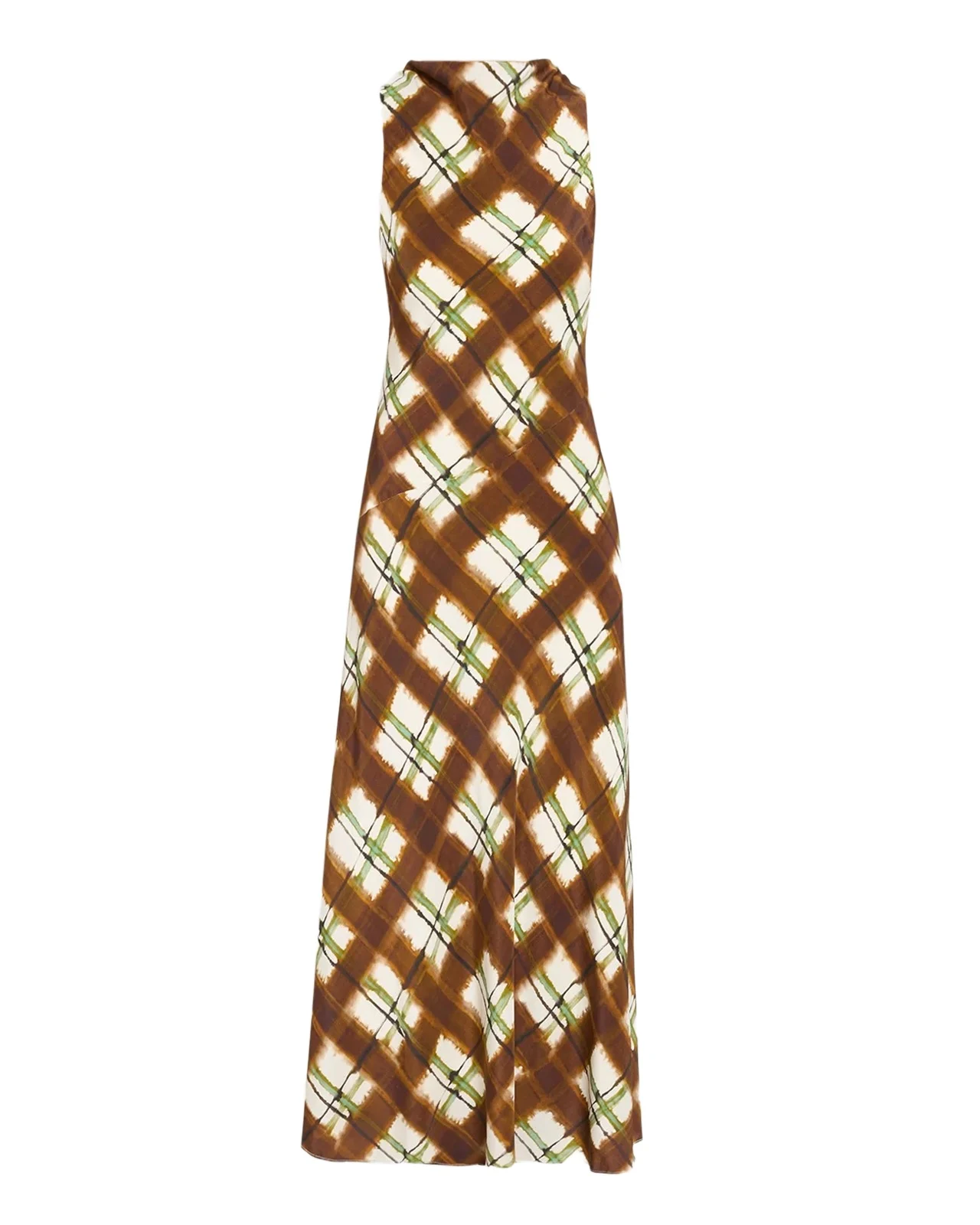 Crystal Plaid Silk Midi Dress Crystal Plaid Silk Midi Dress