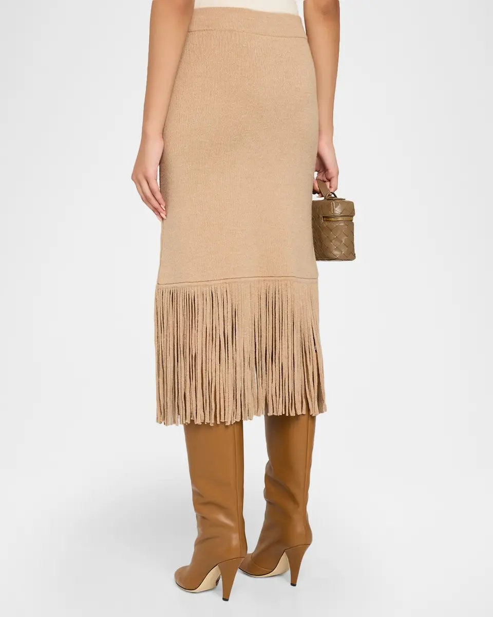 Cara Cara Delphi Knit Fringe Merino Wool Midi Skirt | Thumbnail 3