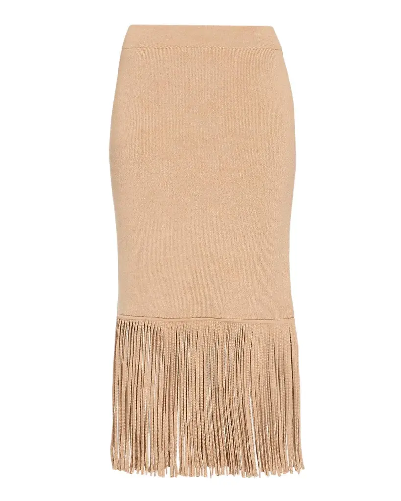 Cara Cara Delphi Knit Fringe Merino Wool Midi Skirt