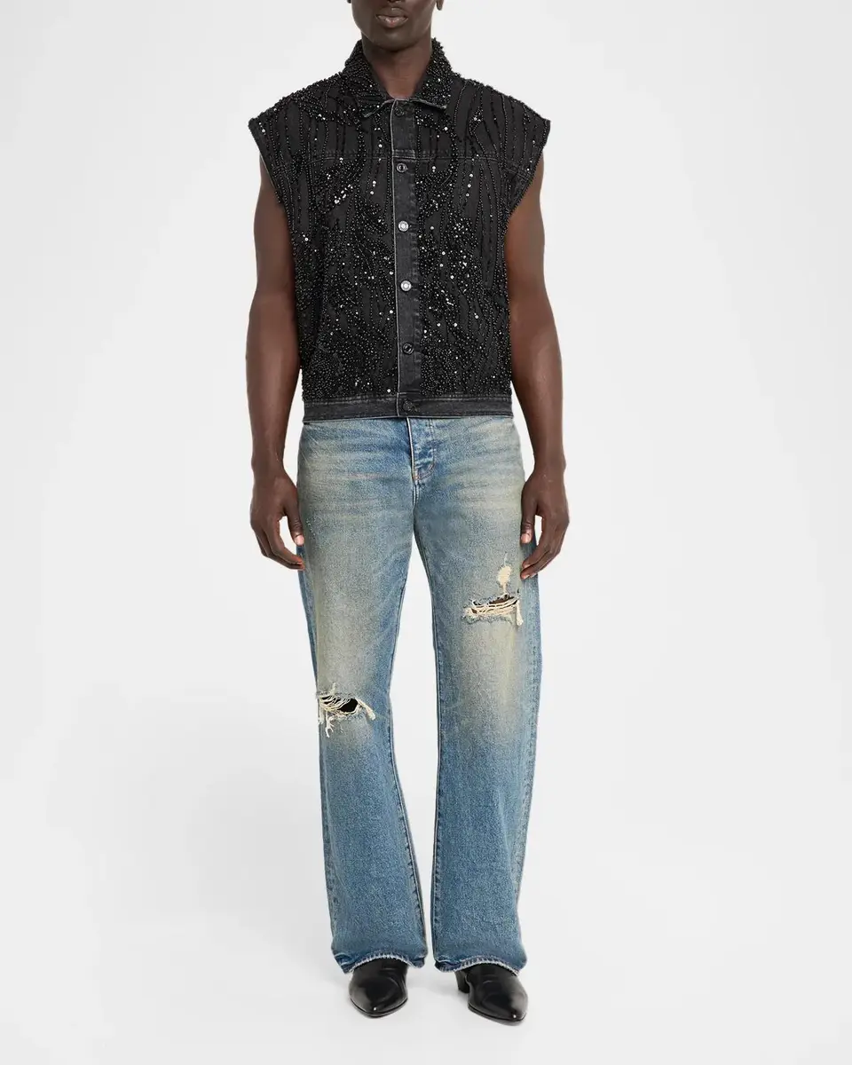 PURPLE Men's Embellished Mesh Cotton Vest | Thumbnail 2 PURPLE Men's Embellished Mesh Cotton Vest | Thumbnail 2