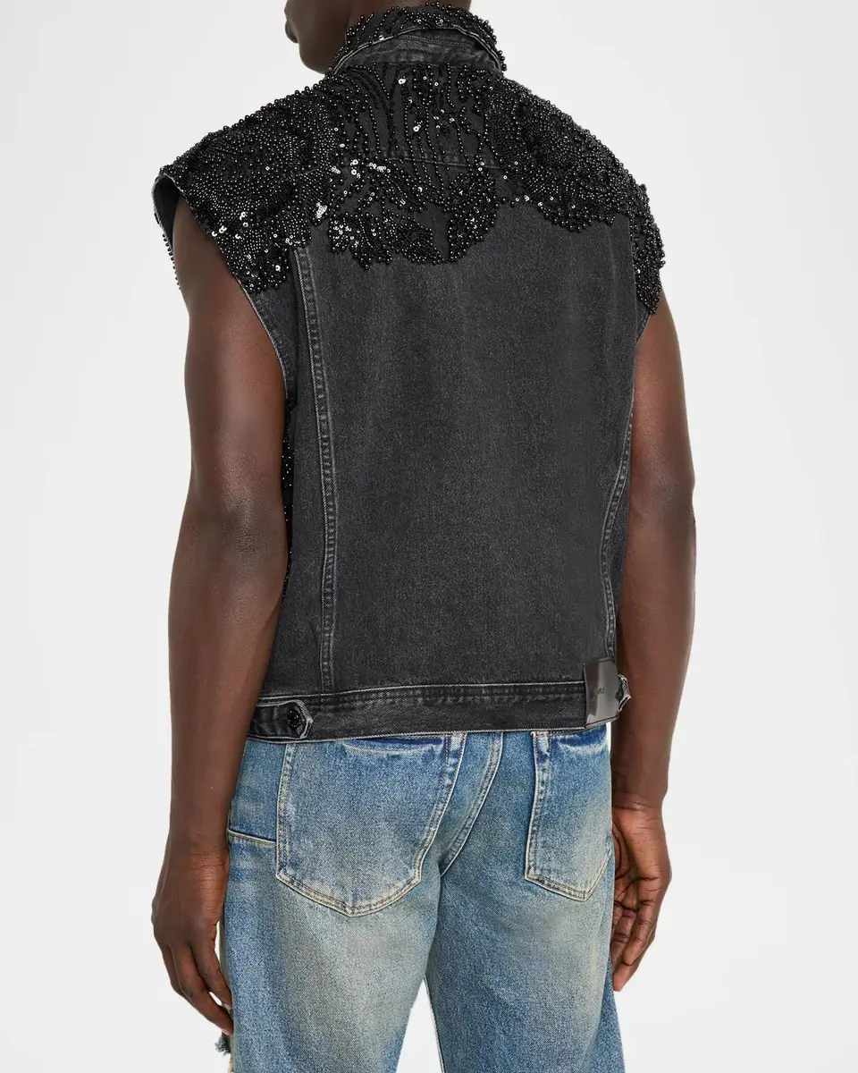 PURPLE Men's Embellished Mesh Cotton Vest | Thumbnail 3 PURPLE Men's Embellished Mesh Cotton Vest | Thumbnail 3