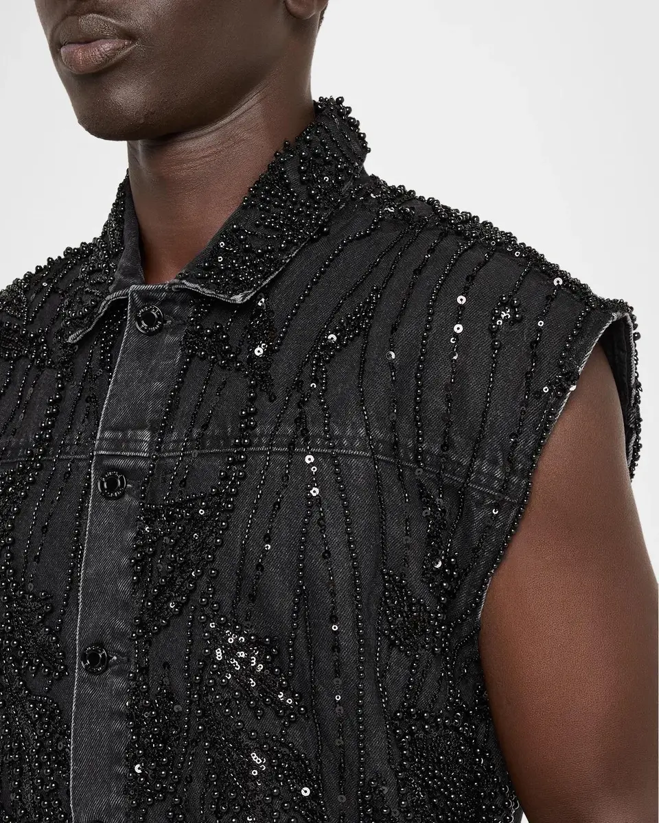 PURPLE Men's Embellished Mesh Cotton Vest | Thumbnail 5 PURPLE Men's Embellished Mesh Cotton Vest | Thumbnail 5