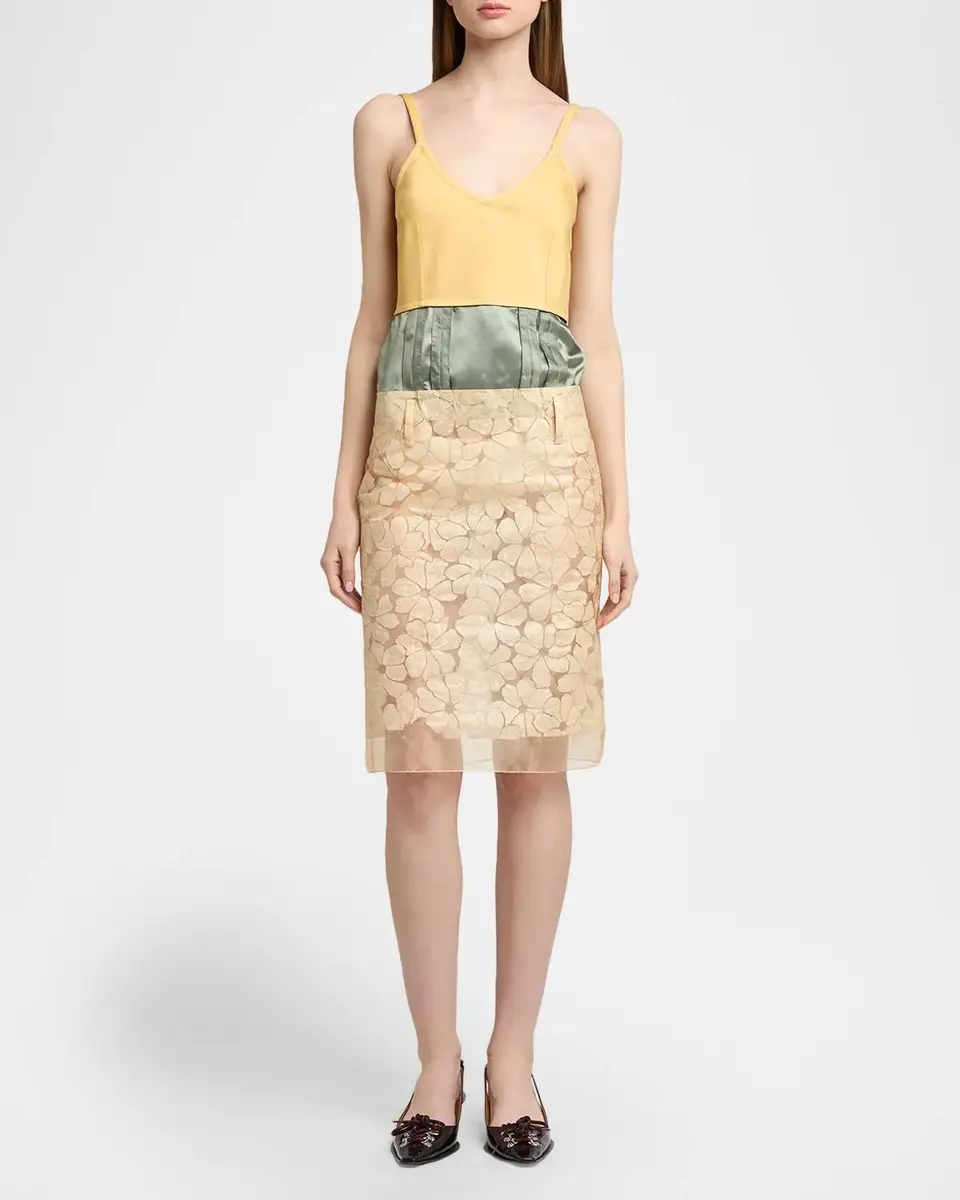 Marni Mixed-Media Sleeveless Floral Burnout Midi Dress | Thumbnail 2 Marni Mixed-Media Sleeveless Floral Burnout Midi Dress | Thumbnail 2