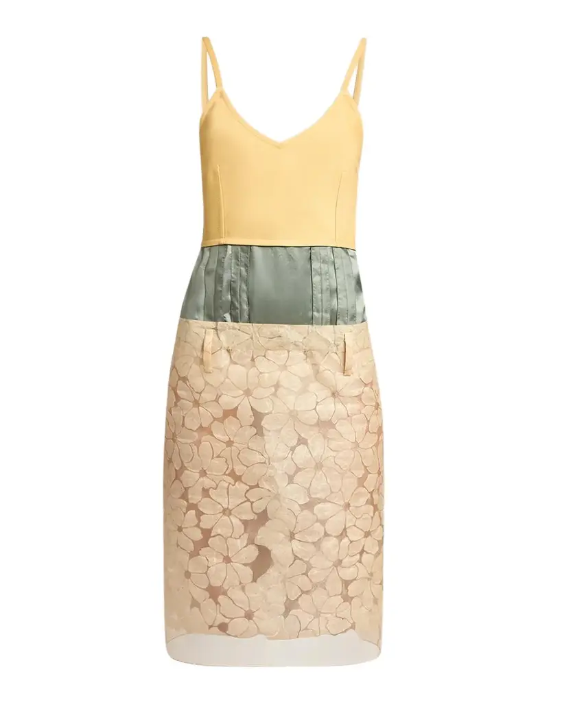 Marni Mixed-Media Sleeveless Floral Burnout Midi Dress