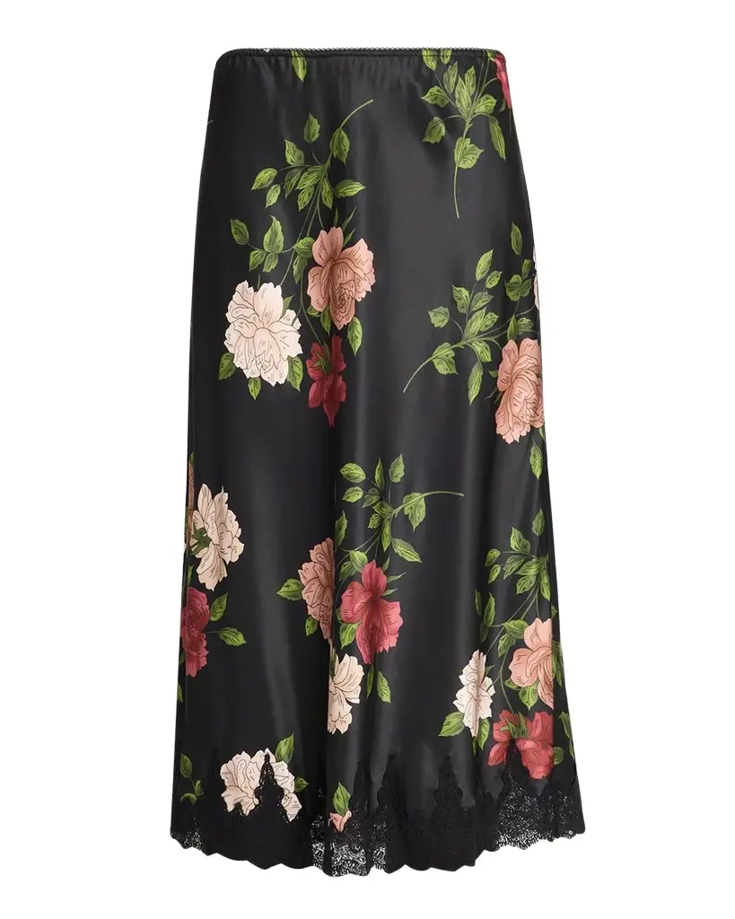 Johnny Was Eloriya Bias-Cut Floral Midi Skirt