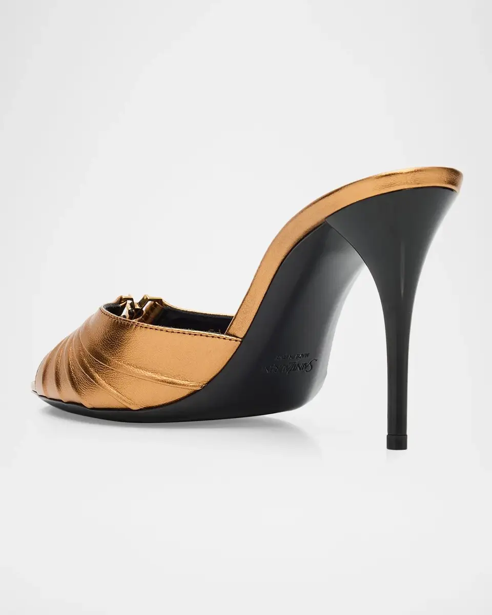 Saint Laurent Babylone Ruched Leather Mule Sandals | Thumbnail 4 Saint Laurent Babylone Ruched Leather Mule Sandals | Thumbnail 4