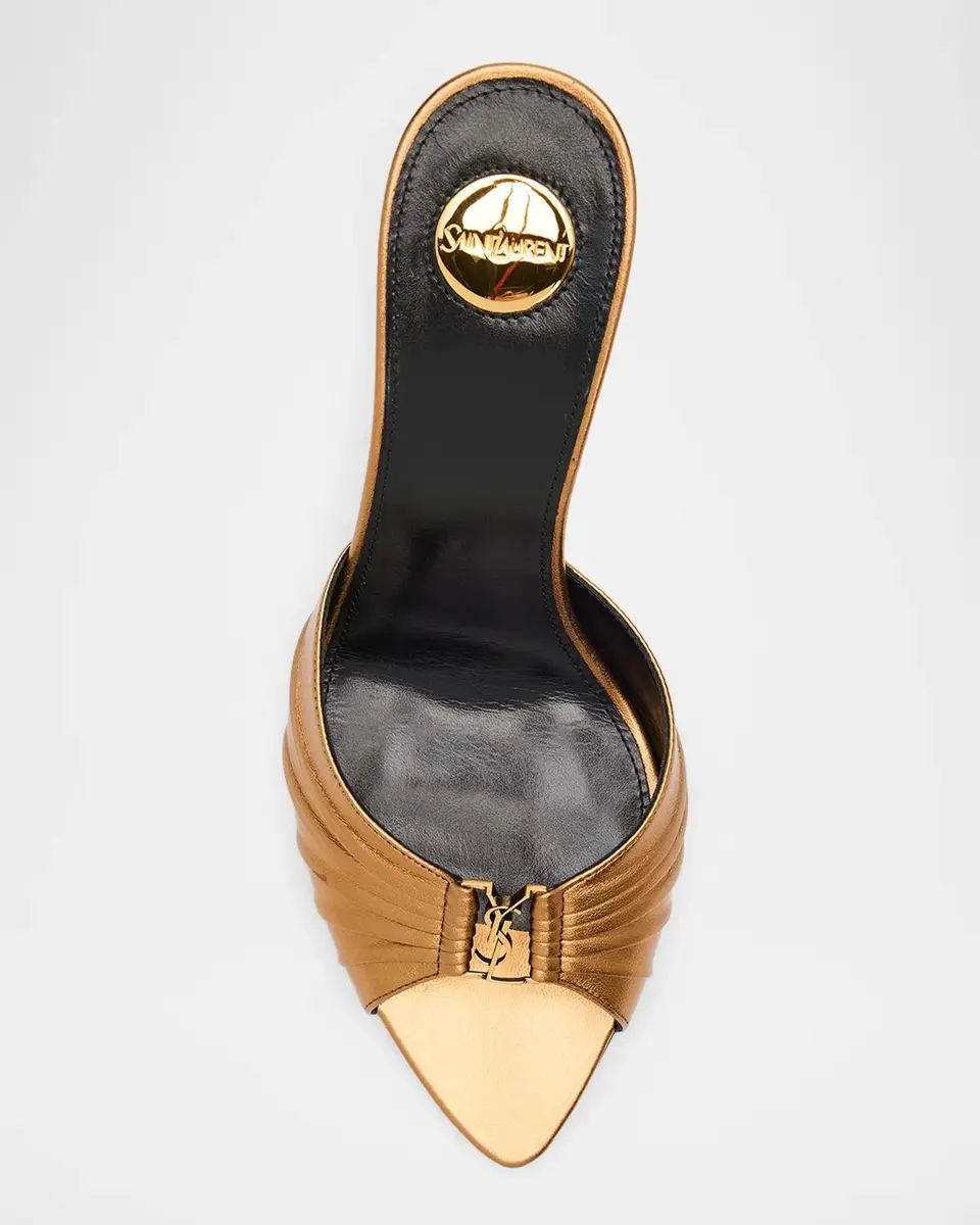 Saint Laurent Babylone Ruched Leather Mule Sandals | Thumbnail 5 Saint Laurent Babylone Ruched Leather Mule Sandals | Thumbnail 5