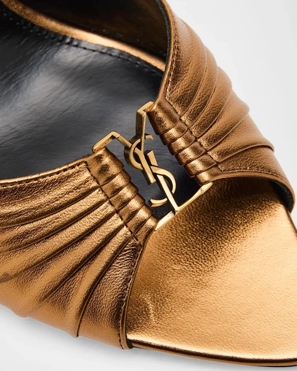 Saint Laurent Babylone Ruched Leather Mule Sandals | Thumbnail 6 Saint Laurent Babylone Ruched Leather Mule Sandals | Thumbnail 6