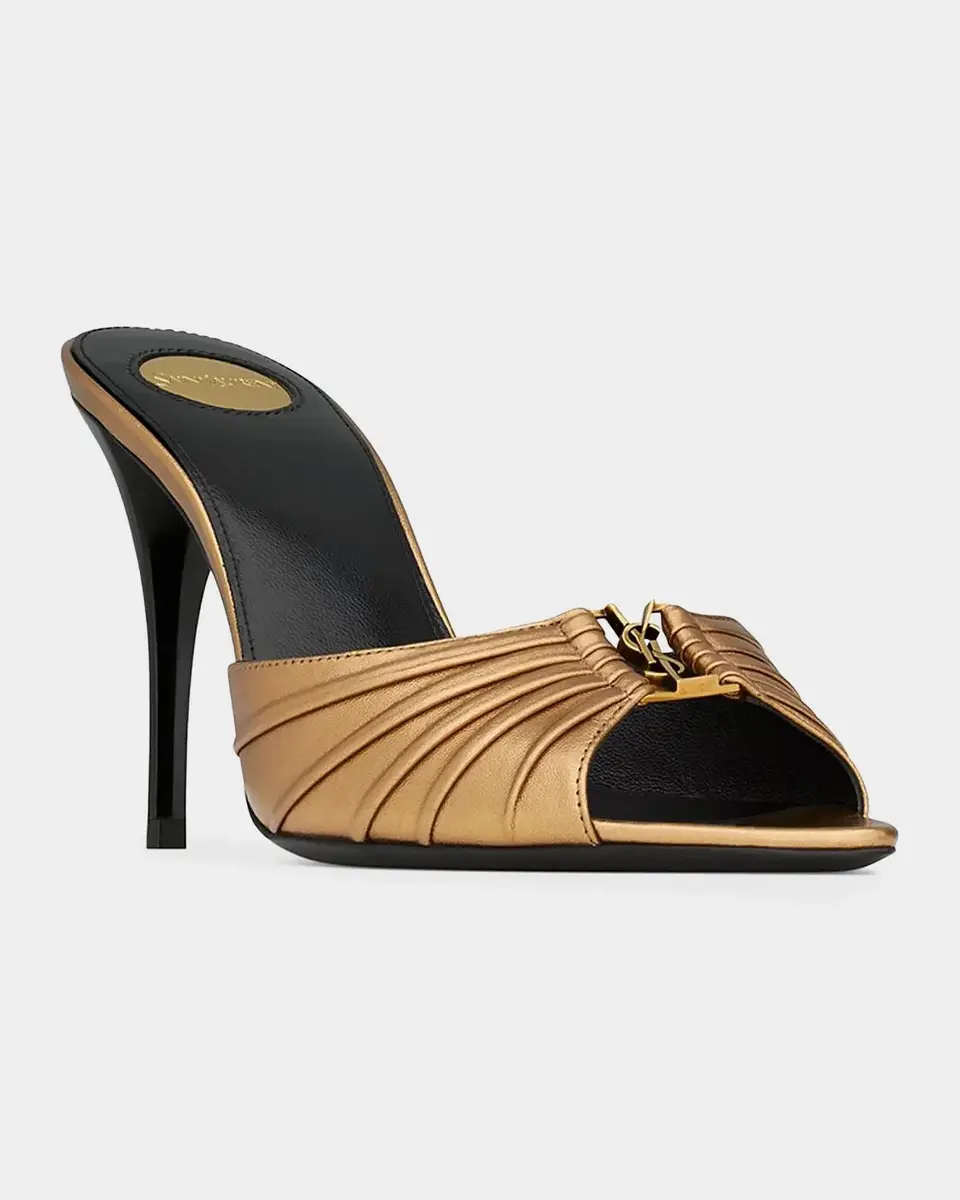 Saint Laurent Babylone Ruched Leather Mule Sandals | Thumbnail 7 Saint Laurent Babylone Ruched Leather Mule Sandals | Thumbnail 7