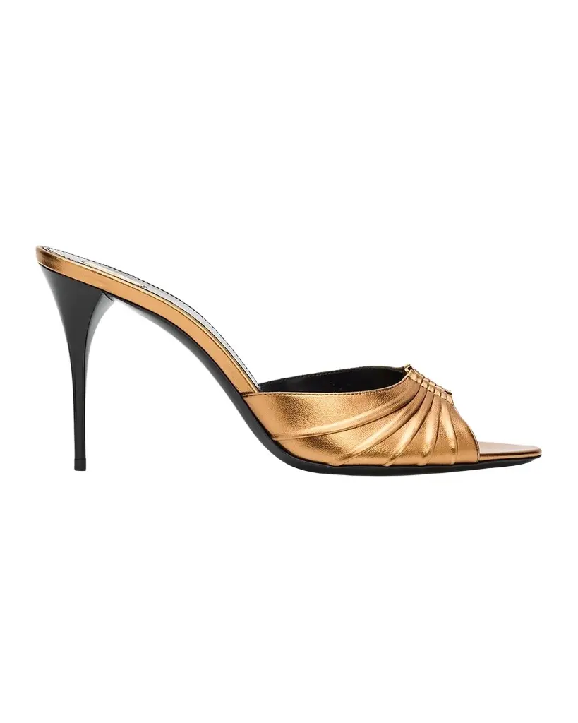 Babylone Ruched Leather Mule Sandals Babylone Ruched Leather Mule Sandals