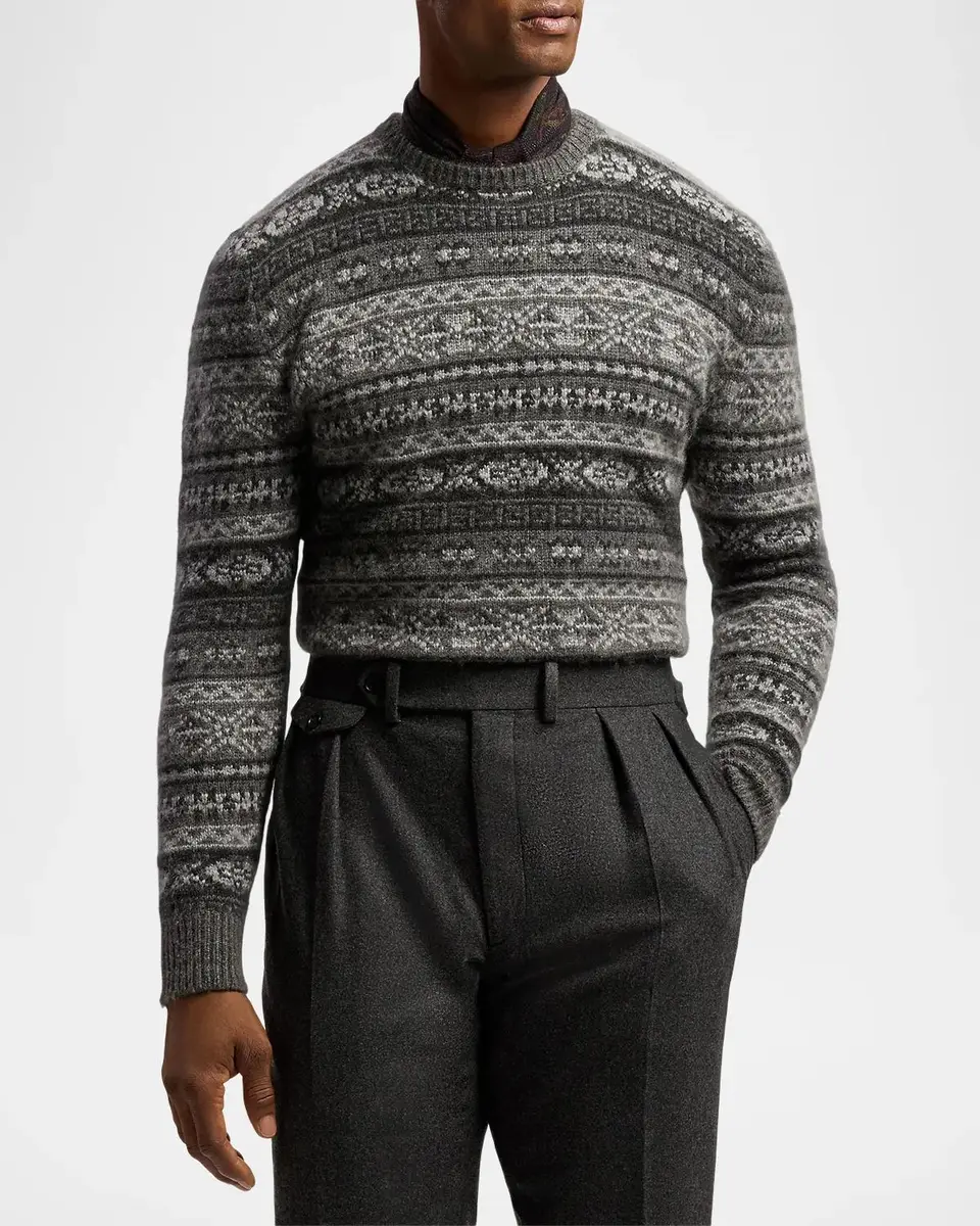 Ralph Lauren Purple Label Men's Fair Isle-Style Cashmere-Blend Sweater | Thumbnail 4 Ralph Lauren Purple Label Men's Fair Isle-Style Cashmere-Blend Sweater | Thumbnail 4
