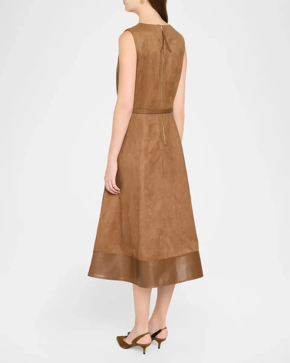 Elie Tahari The Paisley Belted Faux Suede Midi Dress | Thumbnail 3 Elie Tahari The Paisley Belted Faux Suede Midi Dress | Thumbnail 3